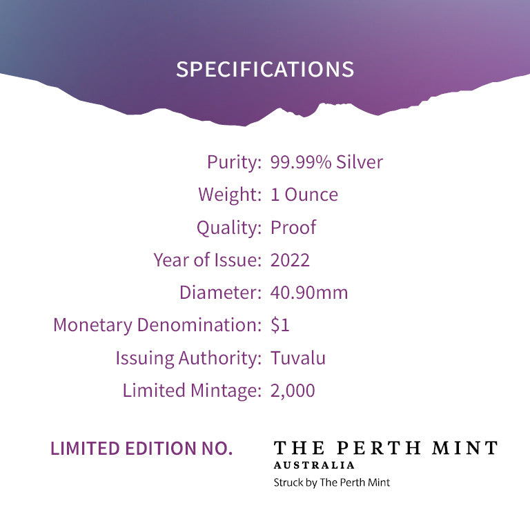 Tuvalu 2022 $1 Aurora Australis $1 1oz Silver Proof Coin Low mintage 2000 Perth Mint