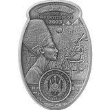 Djibouti 2023 200 Francs  The Nefertiti Bust 3 Oz Antique Silver 3D Shaped Coin