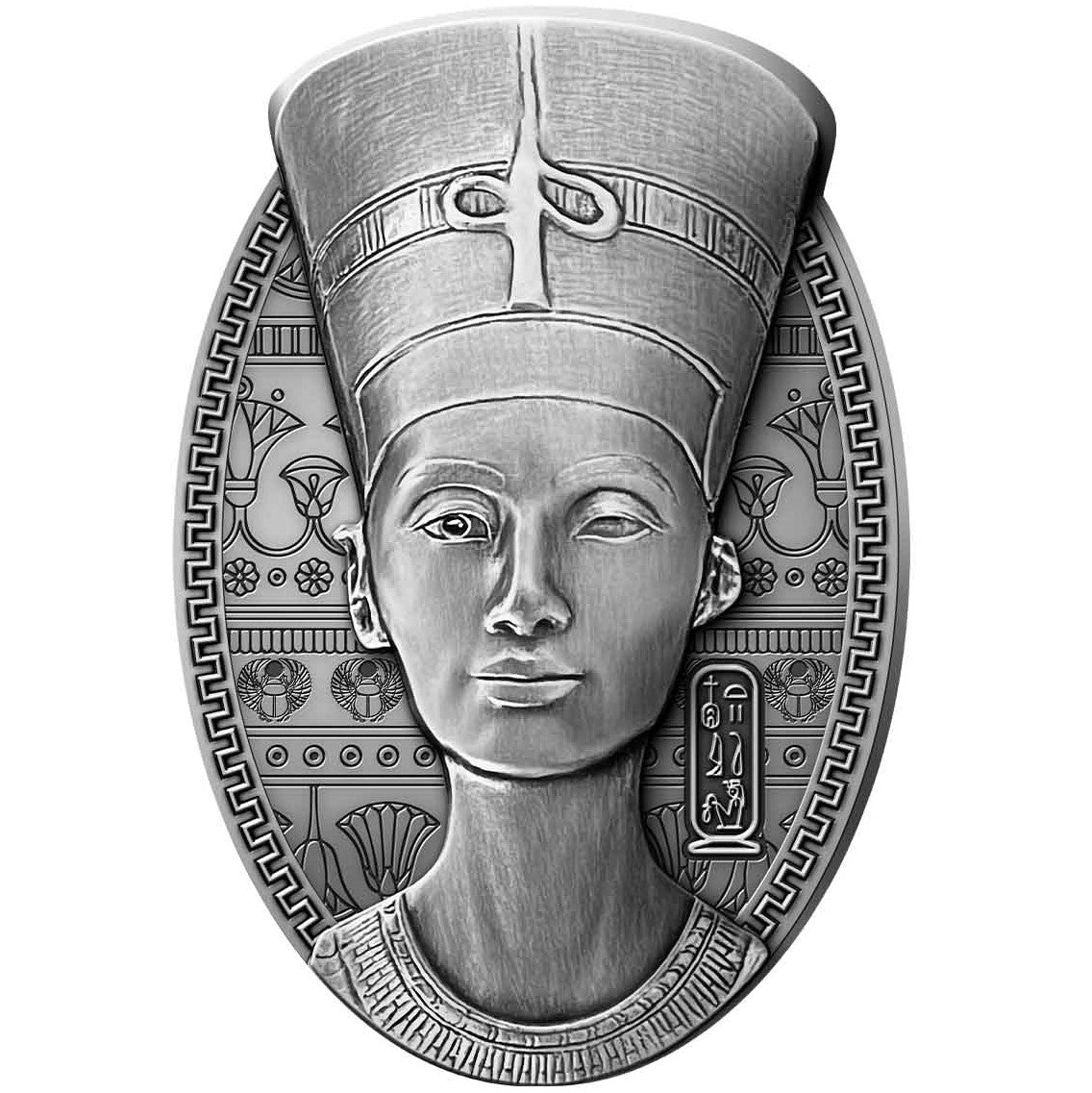 Djibouti 2023 200 Francs  The Nefertiti Bust 3 Oz Antique Silver 3D Shaped Coin
