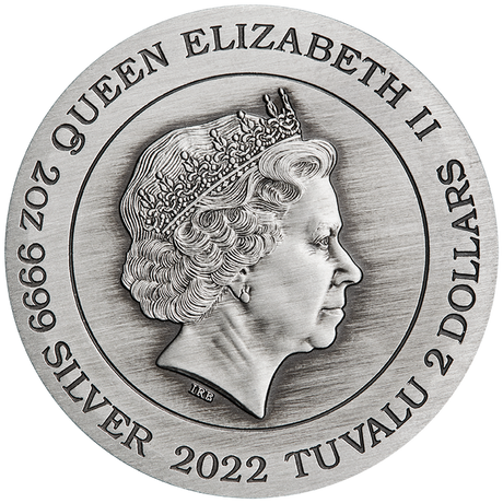 Tuvalu 2022 $2 2oz Antique Silver White Tiger Colorised Coin Perth Mint