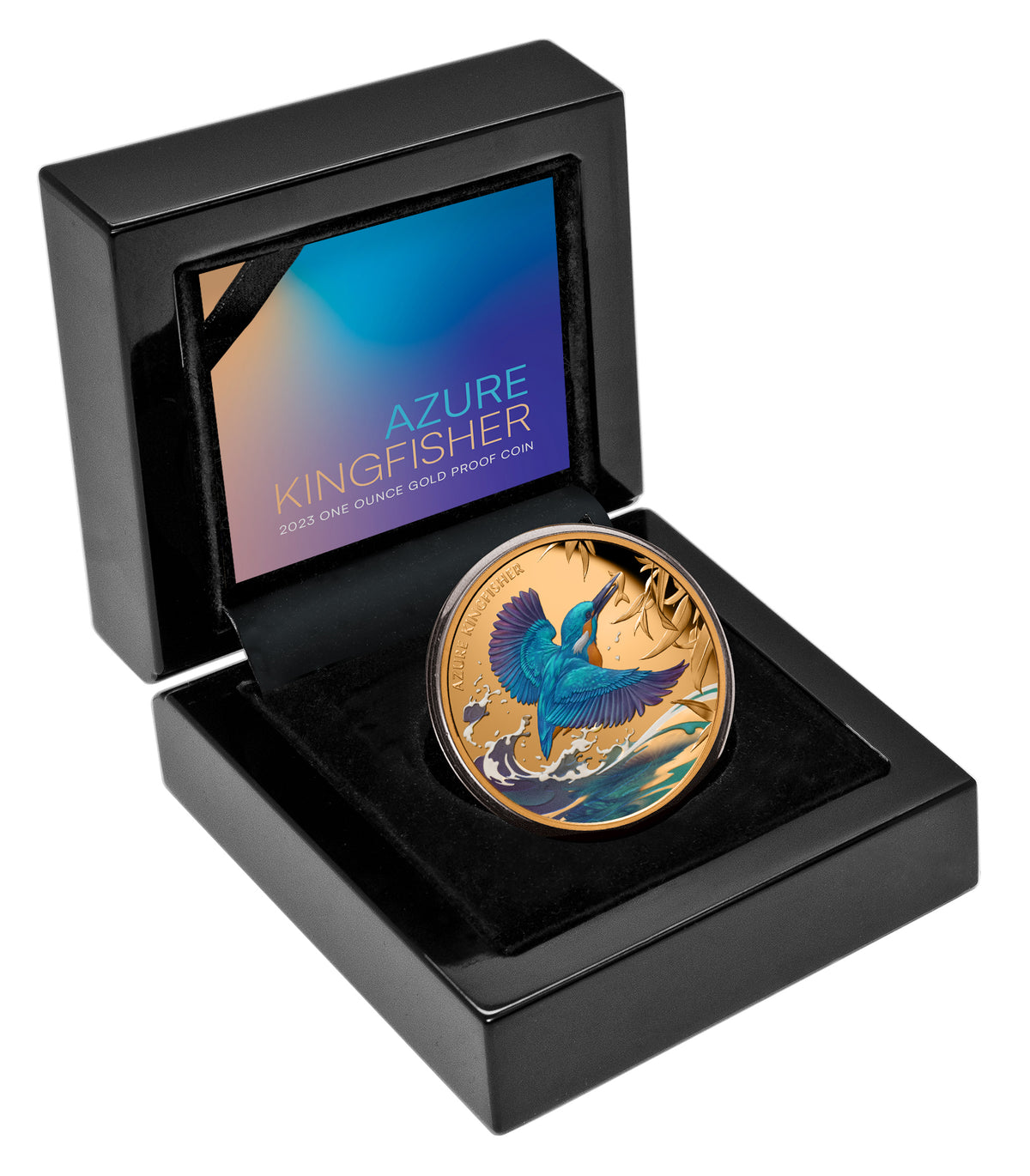 Niue 2023 $1 Azure Kingfisher Gold 1oz .9999 Coloured Proof Coin