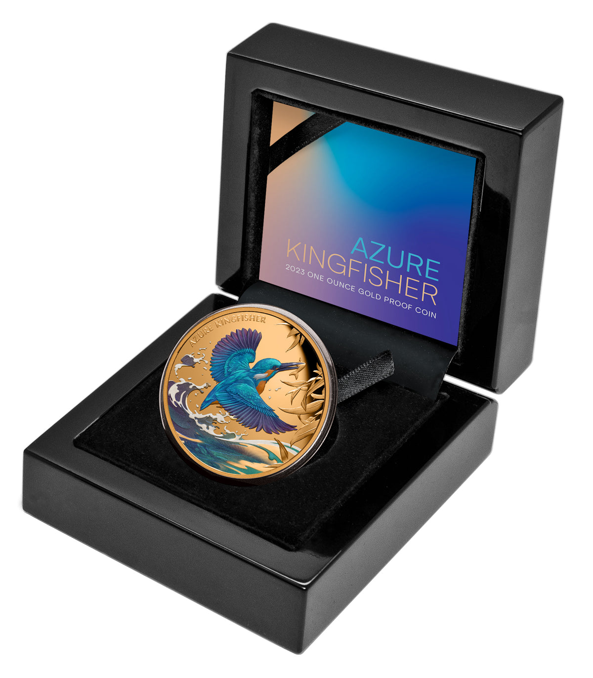 Niue 2023 $1 Azure Kingfisher Gold 1oz .9999 Coloured Proof Coin