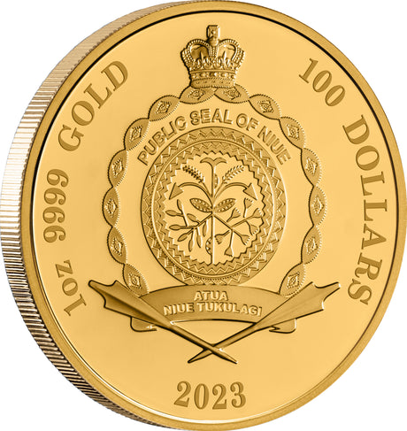 Niue 2023 $1 Azure Kingfisher Gold 1oz .9999 Coloured Proof Coin