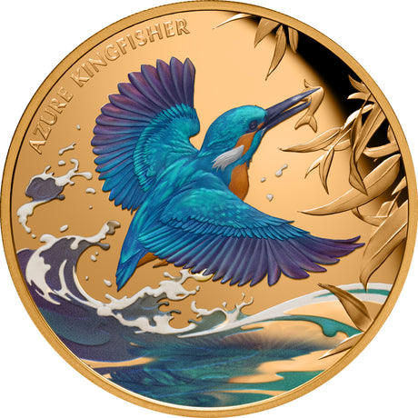 Niue 2023 $1 Azure Kingfisher Gold 1oz .9999 Coloured Proof Coin