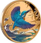 Niue 2023 $1 Azure Kingfisher Gold 1oz .9999 Coloured Proof Coin