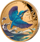 Niue 2023 $1 Azure Kingfisher Gold 1oz .9999 Coloured Proof Coin
