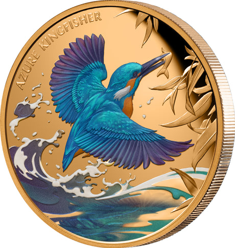 Niue 2023 $1 Azure Kingfisher Gold 1oz .9999 Coloured Proof Coin