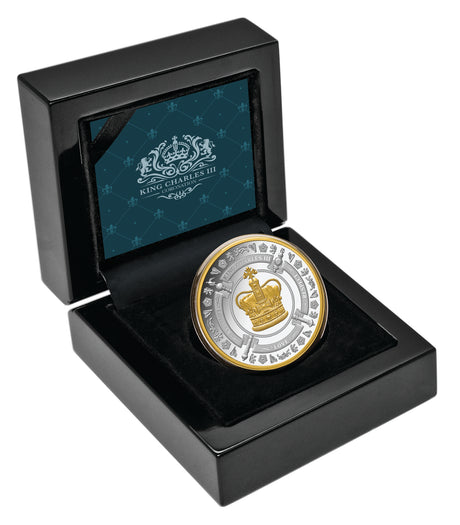Niue 2023 $1 King Charles III Coronation Gold Plated 1oz Silver Proof Low Mint 1000