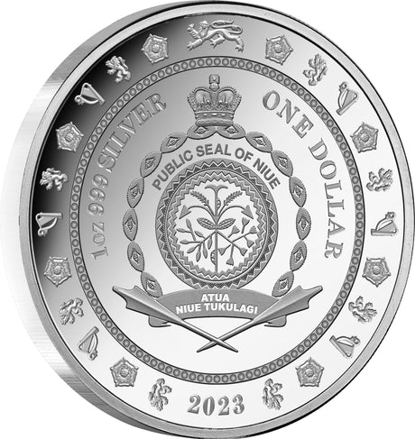 Niue 2023 $1 King Charles III Coronation Gold Plated 1oz Silver Proof Low Mint 1000