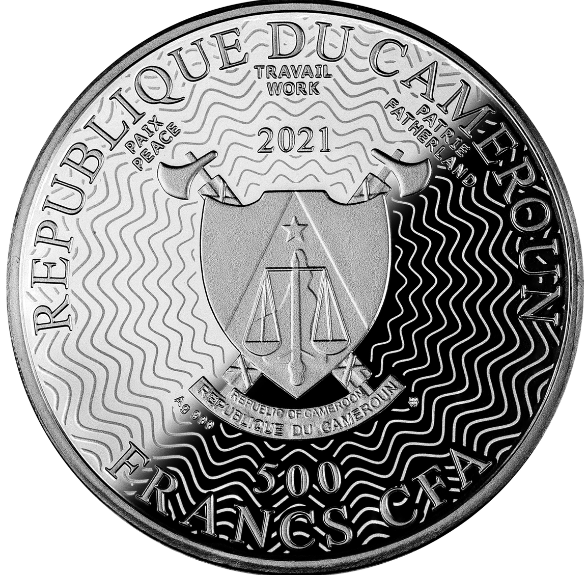 Cameroon 2021 500 Francs Silver Ruthenium Proof Coin - Solar System Series - The Earth with Magnifying Lens Coloured