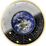 Cameroon 2021 500 Francs Silver Ruthenium Proof Coin - Solar System Series - The Earth with Magnifying Lens Coloured