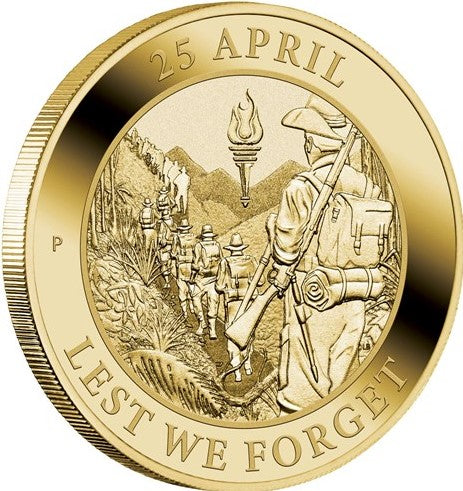 Australia: 2022 $1 Lest We Forget ANZAC Day P Mintmark Coin in Card Perth Mint