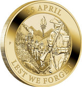 Australia: 2022 $1 Lest We Forget ANZAC Day P Mintmark Coin in Card Perth Mint