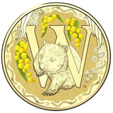 Australia 2015 $1 Alphabet Coin Color Uncirculated W Wombat
