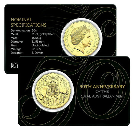 Australia 2015 50 Cent Uncirculated Gold Plate Specially Polished Dies Superstrike Low Mint 22265