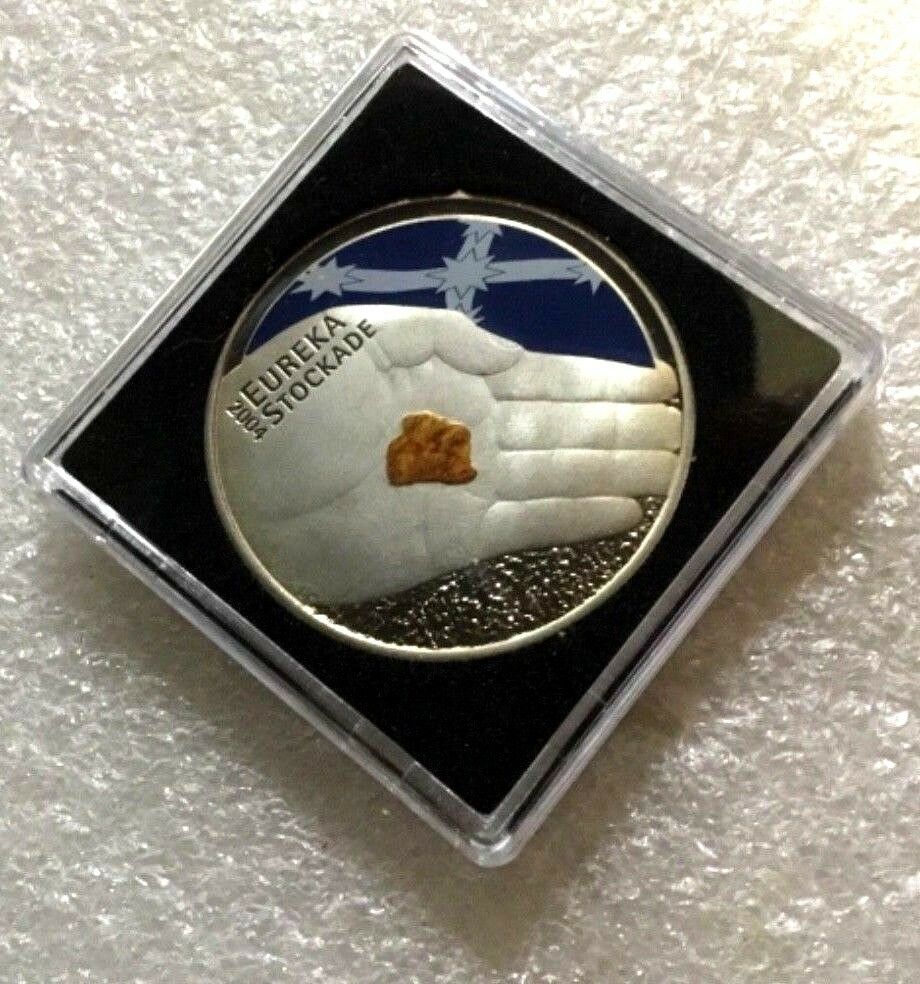 Australia 2004 $5 Eureka Stockade Coloured Uncirculated  in Quadrum Capsule Volterra Case