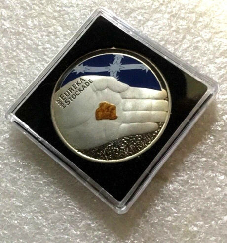Australia 2004 $5 Eureka Stockade Coloured Uncirculated  in Quadrum Capsule Volterra Case