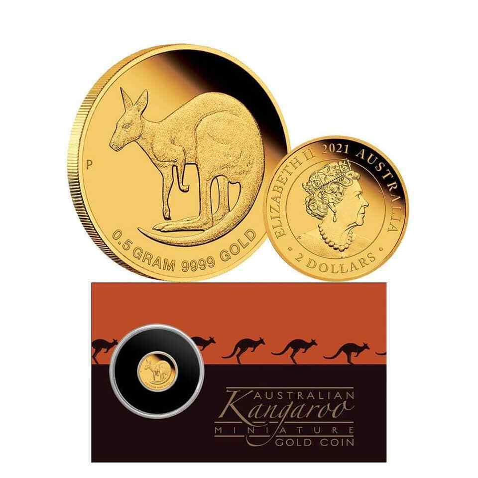 Australia 2021 $2 Uncirculated Mini Roo 0.5g Gold Coin Coin Pack