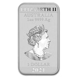 Australia 2021 $1 Uncirculated Rectangular Dragon 1oz Silver Coin