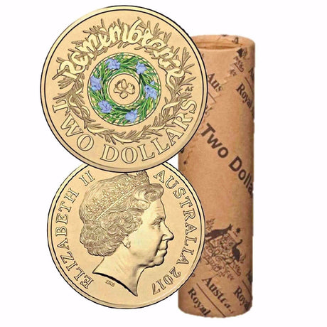 Australia 2017 $2 Remembrance Day Rosemary Royal Australian Mint Coloured Uncirculated Roll