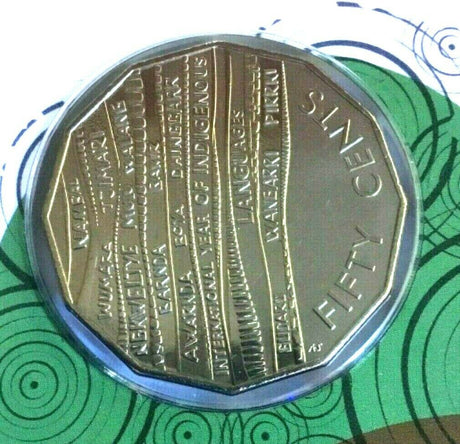 Australia 2019 50 Cent Frosted Uncirculated International Year of Indigenous Languages Carded