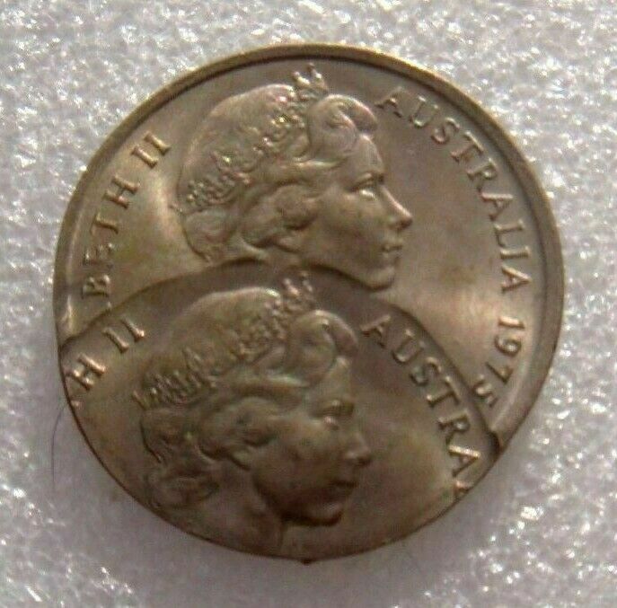 Australia 1975 5 Cent Error Double Strike Uncirculated Twin Echidna