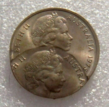 Australia 1975 5 Cent Error Double Strike Uncirculated Twin Echidna