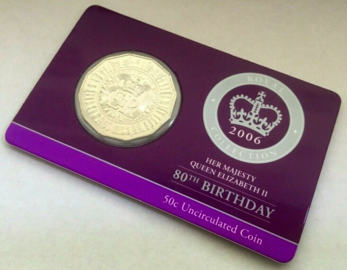 Australia 2006 50 Cent Uncirculated Queen Elizabeth 80th Birthday Coin Pack Mintage 28,191