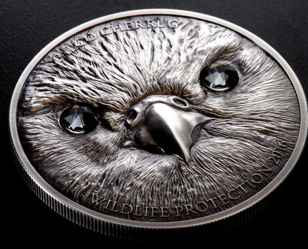 Mongolia 2016 500 Togrog Wildlife Protection Saker Falcon .999 1oz Antique Silver Reverse