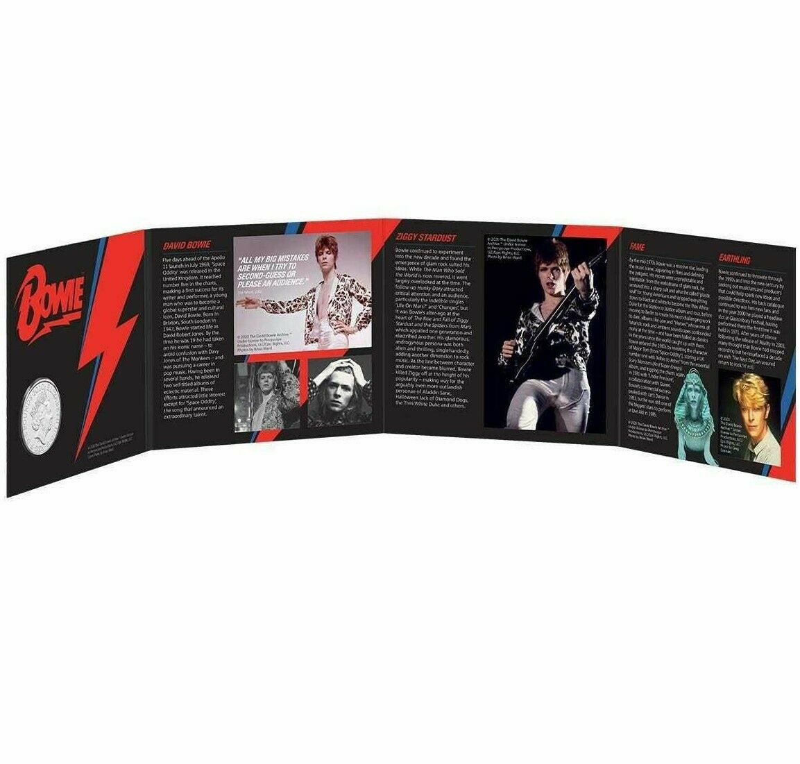 United Kingdom 2020 £5 Brilliant Uncirculated David Bowie Set of 4 Coin Pack