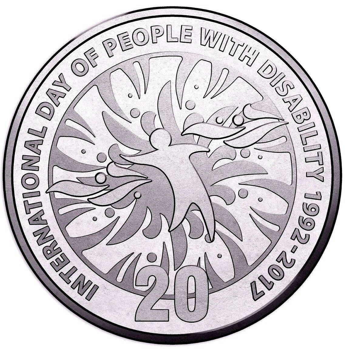 Australia 2017 20 Cent Frosted Uncirculated 25th Anniversary of International Day of People with Disability Carded