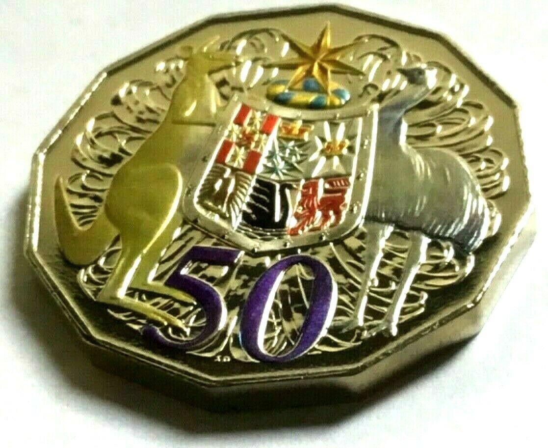 Australia 2012 50 Cent Uncirculated Hypermetal Colour Coat of Arms