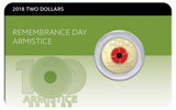 Australia 2018 $2 Coloured Uncirculated Remembrance Day Armistice Centenary Red Poppy Coin Pack