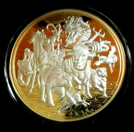 Niue 2021 $8 Great Lunar Race 5 Oz Silver Proof  Selectively Gold Plate