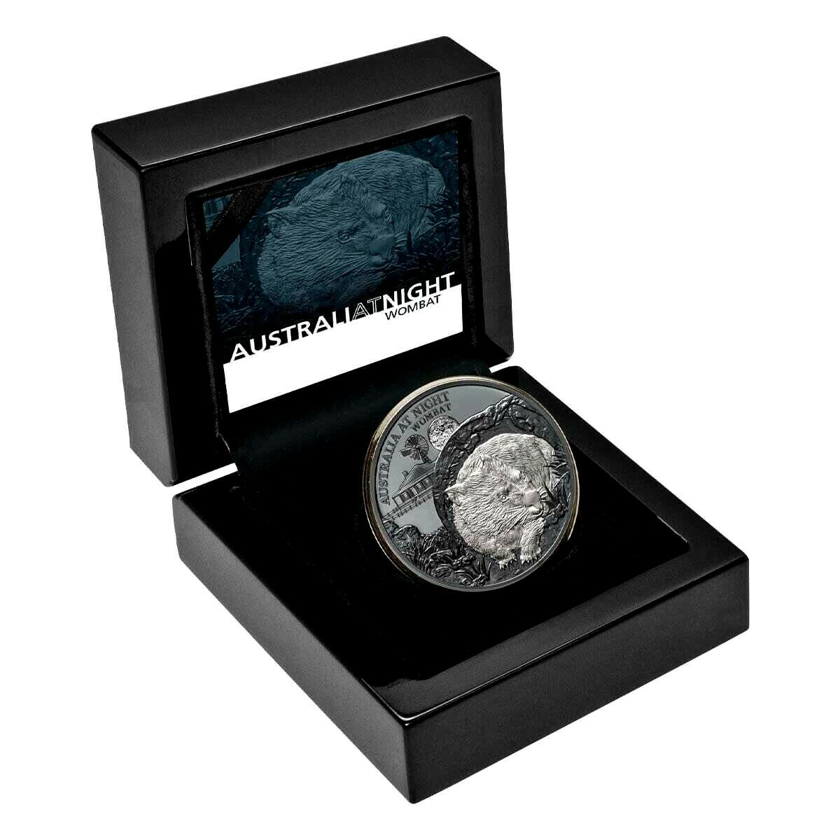 Niue 2021 $1 Australia at Night Wombat 1 Oz Silver Black Proof