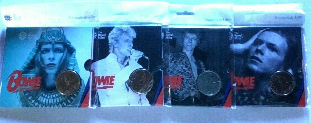 United Kingdom 2020 £5 Brilliant Uncirculated David Bowie Set of 4 Coin Pack