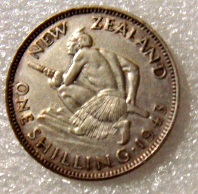 New Zealand 1943 1 Shilling Silver EF Extra Fine