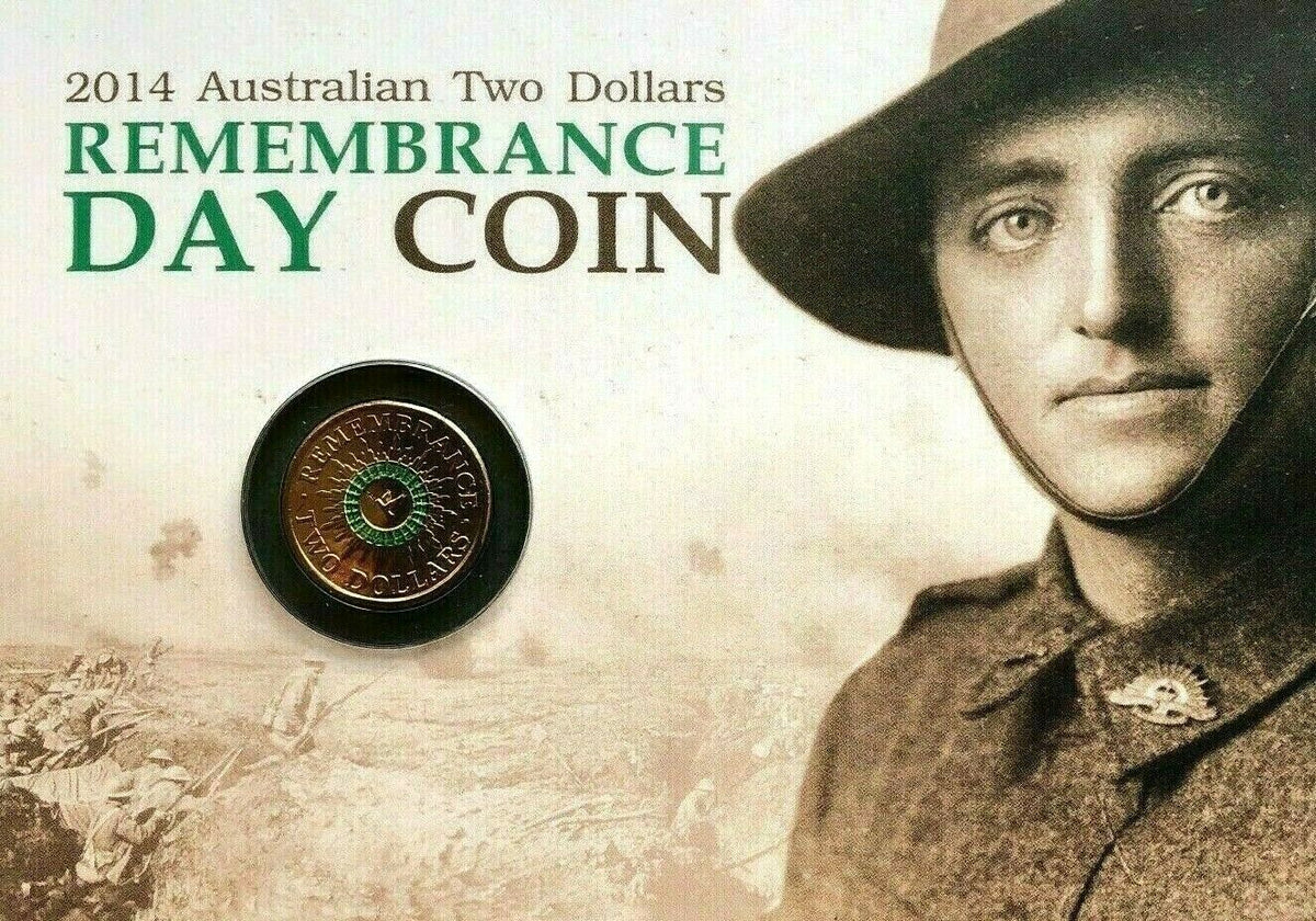 Australia 2014 $2 Remembrance Day Green Coloured Uncirculated Coin Pack
