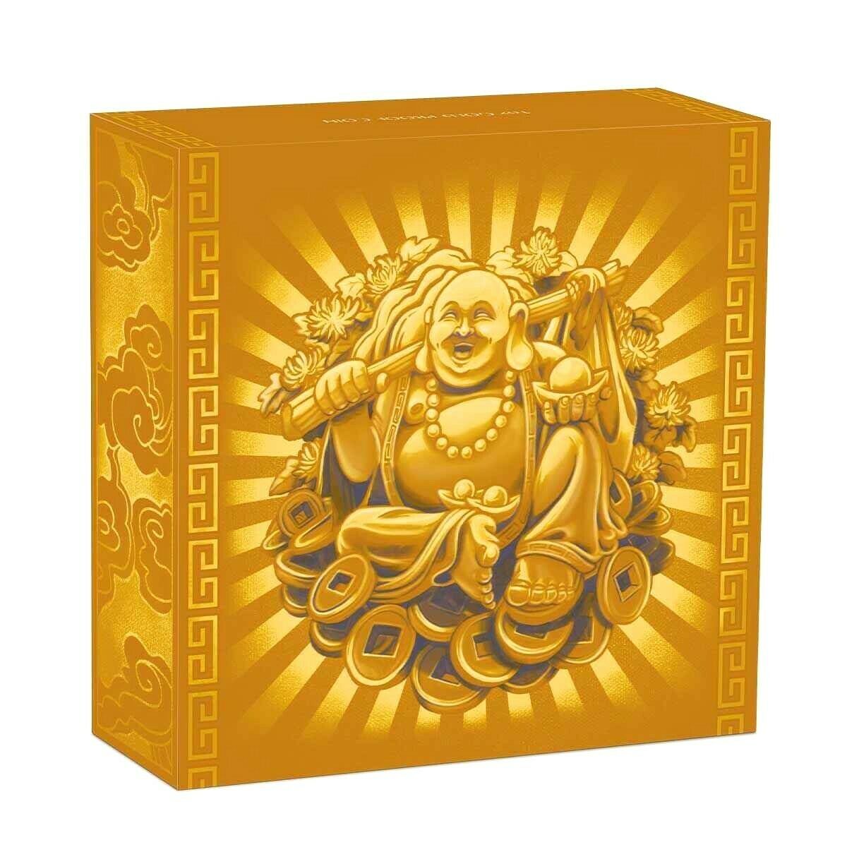 Tuvalu  2021 $100 Proof Laughing Buddha 1 Oz Gold & Jade Coin