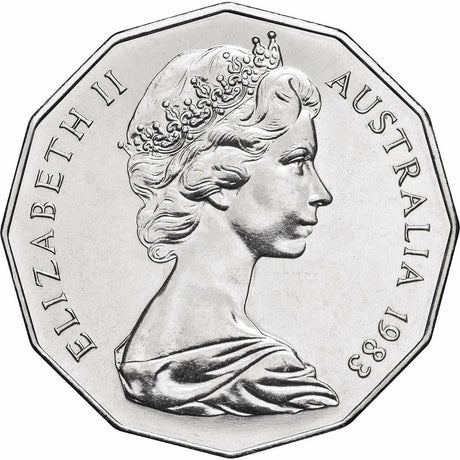 Australia 1966 – 2019 50 Cent Uncirculated Queen Elizabeth II Portrait 7-coin collection