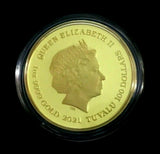 Tuvalu  2021 $100 Proof Laughing Buddha 1 Oz Gold & Jade Coin