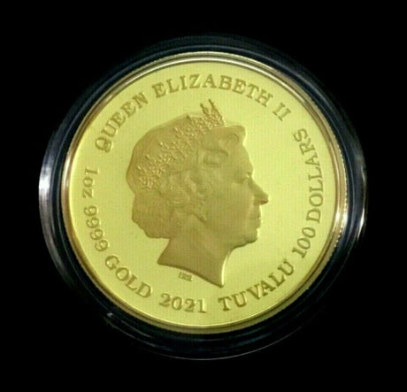 Tuvalu  2021 $100 Proof Laughing Buddha 1 Oz Gold & Jade Coin