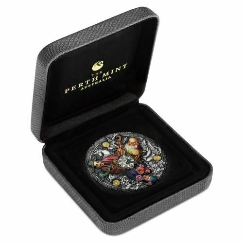Tuvalu 2021 $5 Fu Lu Shou 5 Oz Silver Antiqued