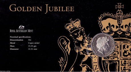 Australia 2002 50 Cent Queen Elizabeth II QEII Accession Stamp and Coin Cover PNC