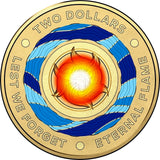 Australia 2018 $2 Coloured Uncirculated Lest We Forget ANZAC Eternal Flame Coin Pack