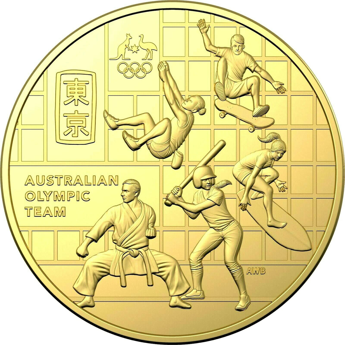 Australia 2020 50 Cent Uncirculated Australian Olympic Team Gold Plated Carded