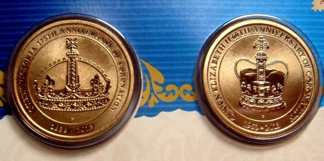 Australia 2013 $1 Frosted Uncirculated Celebrating the Queen's Coronation Stamp and Coin Cover PNC 2 x $1 Coins