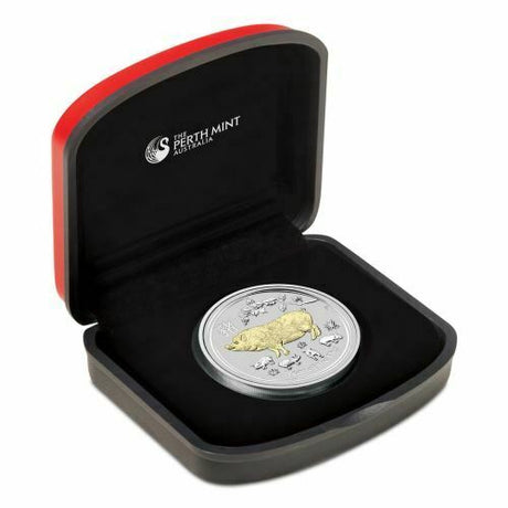Australia 2019 $1 Uncirculated Lunar Series II Lunar Year of the Pig 1oz Silver Gilded