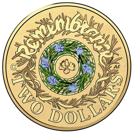 Australia 2017 $2 Remembrance Day Rosemary Royal Australian Mint Coloured Uncirculated Roll