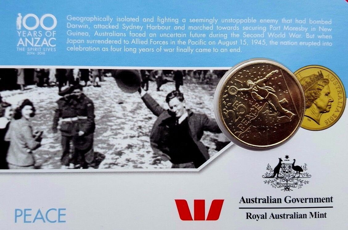 Australia 2016  25 Cent Uncirculated  Peace - Dancing Man -  ANZAC - Nordic Gold